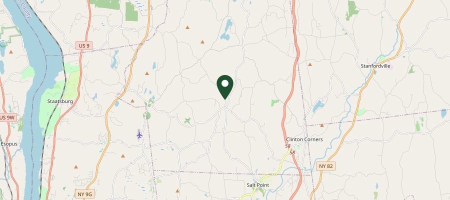 Locator map showing Clinton Corners, NY, within the GXB Precision Tree Care service area in Dutchess County