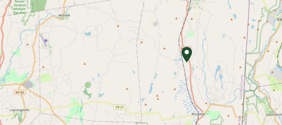 Locator map showing Dover Plains, NY, within the GXB Precision Tree Care service area in Dutchess County