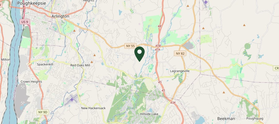 Locator map showing LaGrangeville, NY, within the GXB Precision Tree Care service area in Dutchess County