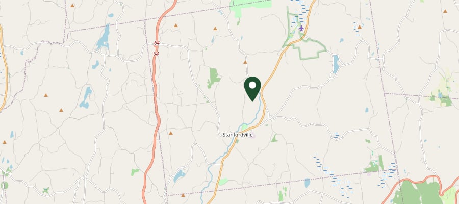 Locator map showing Stanfordville, NY, within the GXB Precision Tree Care service area in Dutchess County